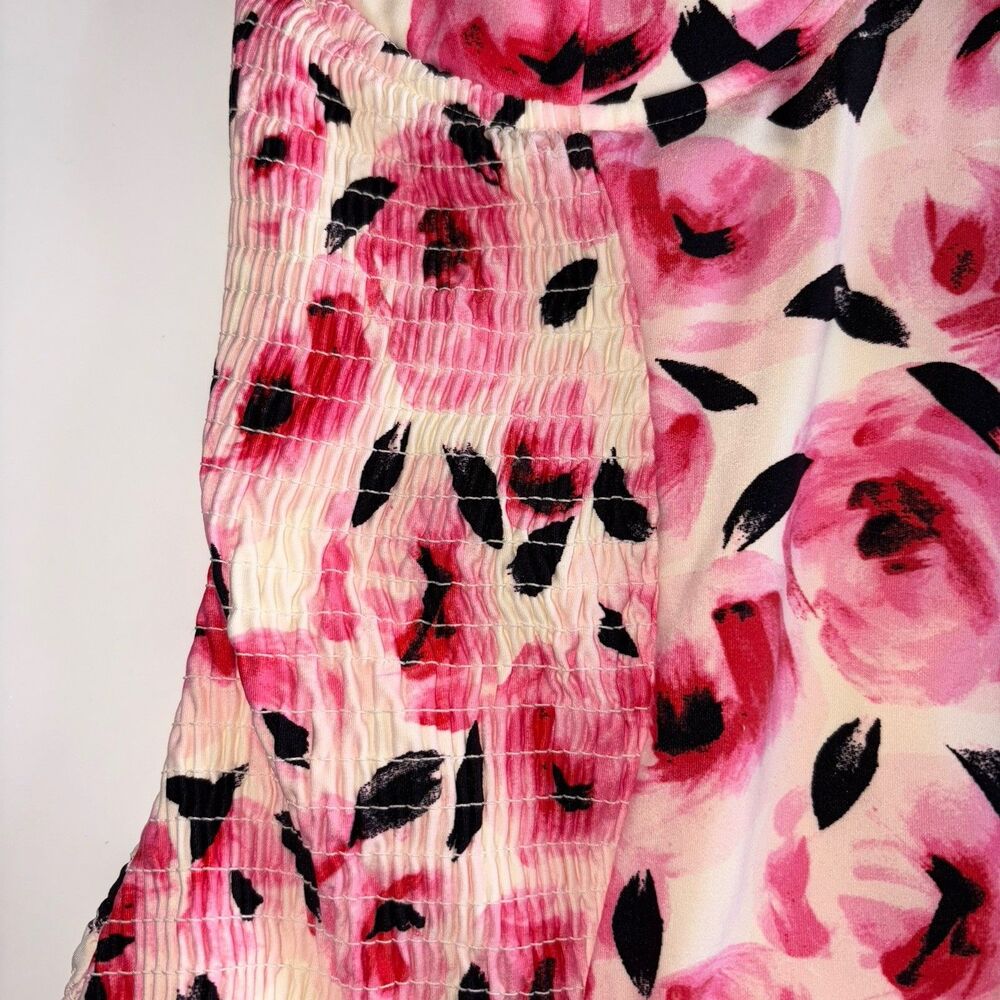 Kate Spade Pink Floral One Piece Swimsuit Bay of Roses Size XS Smocked Stretch - Picture 16 of 16
